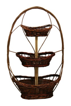 Three-tier wicker basket