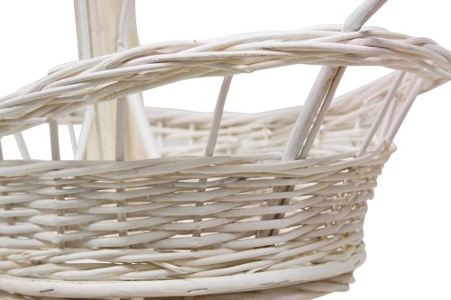 Three-tier white wicker basket