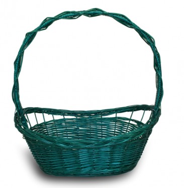 Whole wicker basket green braid