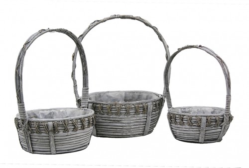 Round rope basket set / 3