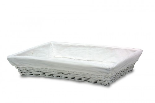 White cloth wicker tray