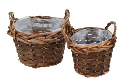 Small brown wicker basket s/2