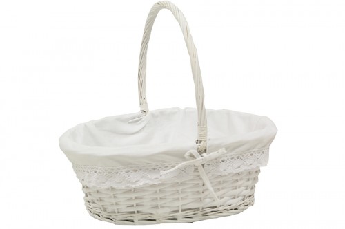 Cream wicker basket with fabric