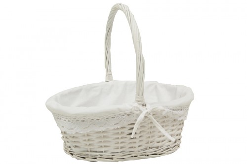 Cream wicker basket with fabric