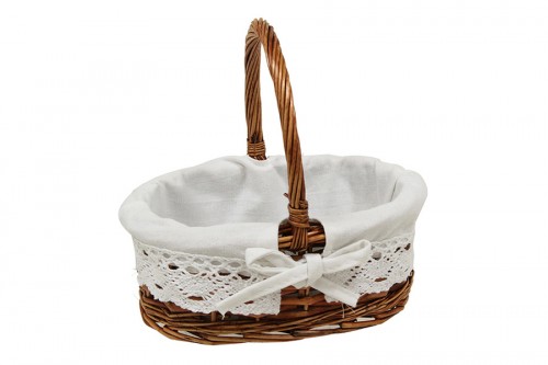 Walnut wicker basket with fabric