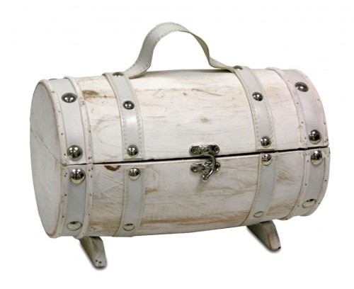 White wooden barrel