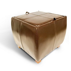 Leather pouffe with tray