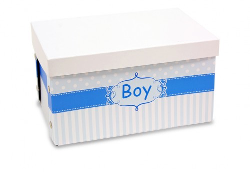 Blue polka dot striped hard cardboard folding box