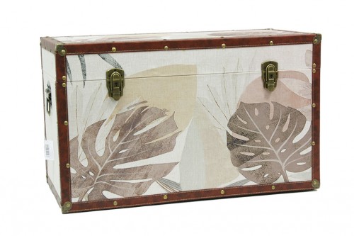 Trunk with fabric tropical leaves