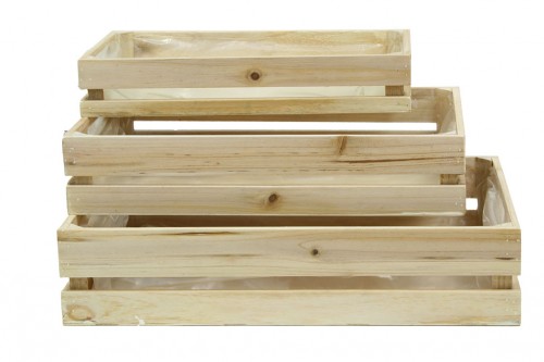Natural wood box s/3