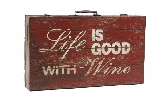 Koffer für sechs Flaschen - das Leben ist gut