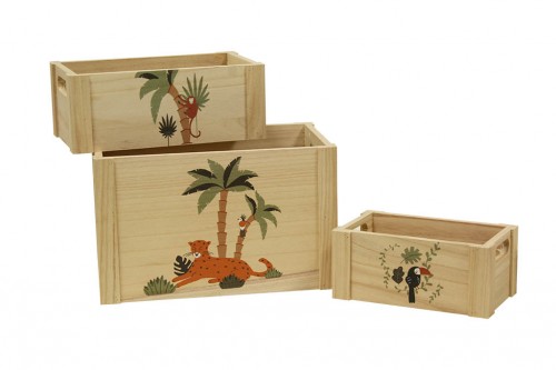 Caja madera natural animales