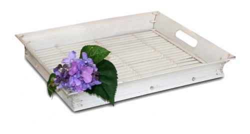 Lacquered white bamboo tray
