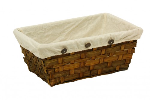 Rectangular bamboo tray with fabric and buttons