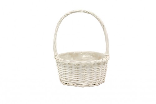 White basket with plastic