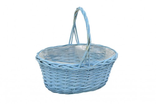 Blue plasticized oval basket