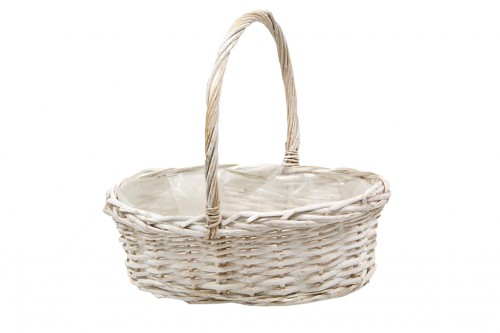 Plasticized white oval basket