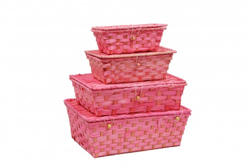Pink plastic bamboo briefcases set of 4