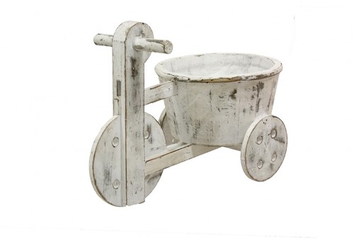 Tricycle en bois blanc