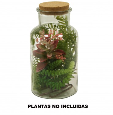 Planter glass jar with led and cork lid