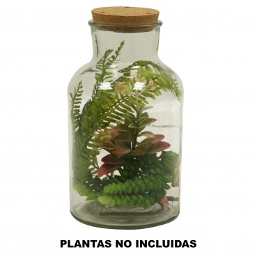 Planter glass jar with led and cork lid