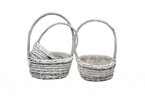 White braided basket set/3