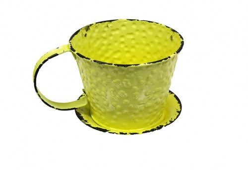 Cache-pot petite tasse jaune