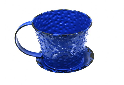 Blue cup planter