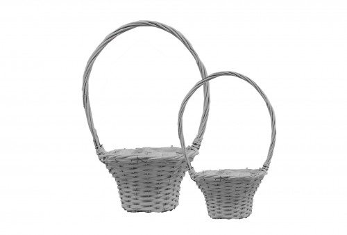 Gray wicker basket s/2