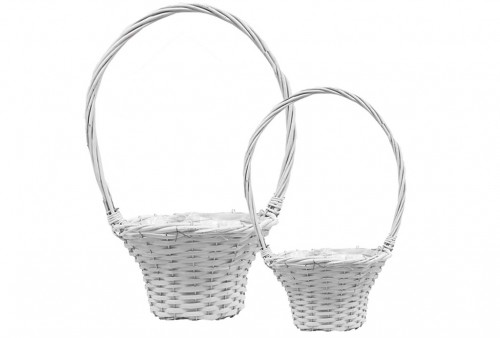 White wicker basket s/2