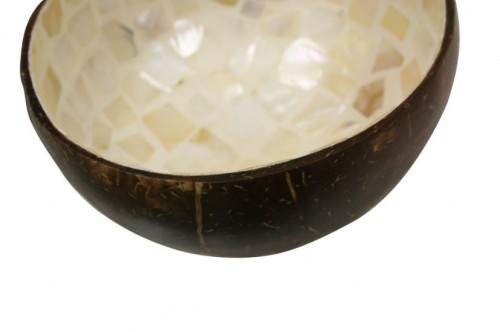 Natural coconut and mother-of-pearl bowl