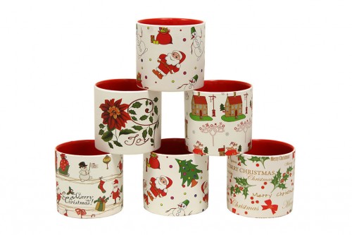 Assorted Christmas ceramic pots s/12