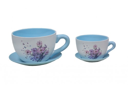 Lilac flower ceramic pot