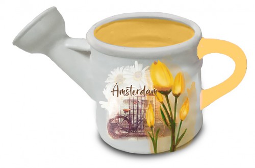 Yellow tulip watering can
