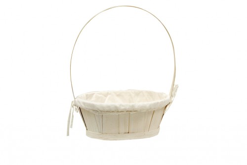 White bamboo basket with fabric