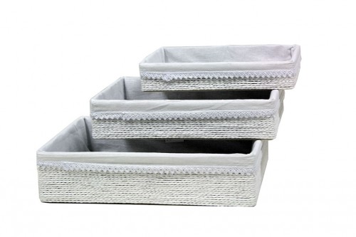 Trays with white paper strips s/3
