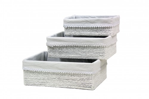 White rope paper drawers s/3