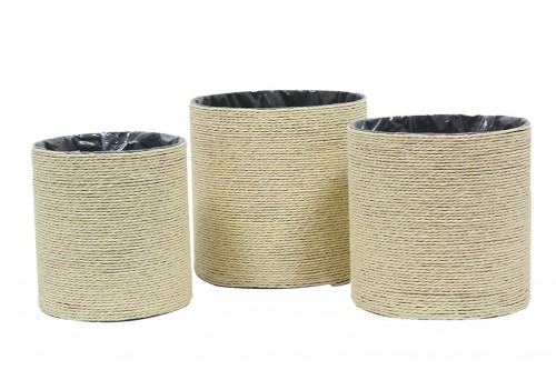 Beige paper strip baskets s/3
