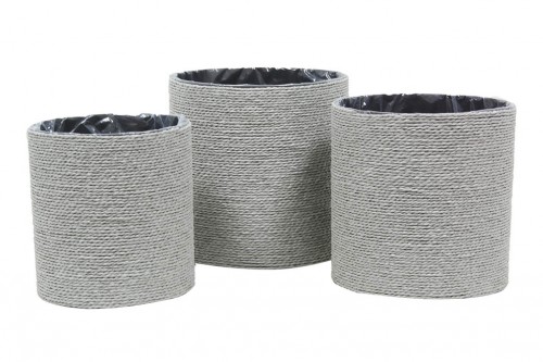 Gray paper strip baskets s/3