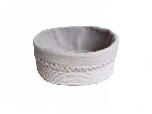 Basket of white paper strips w/ white cloth