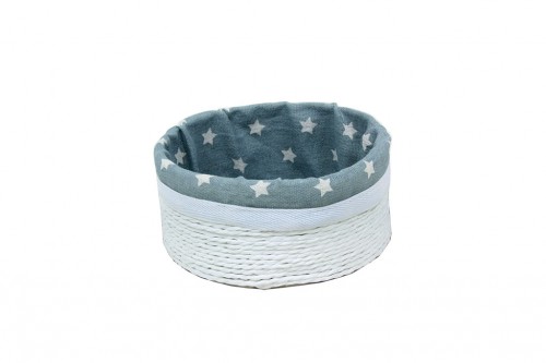 Round basket white paper strips with star fabric