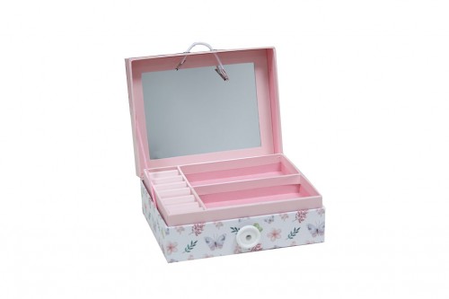 Flower and butterfly print jewelry box