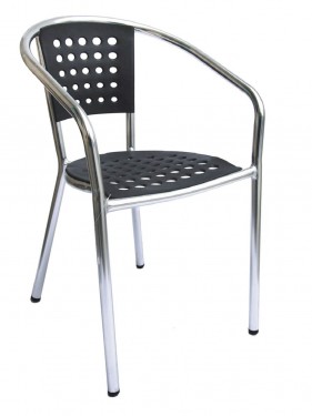 Stuhl aus schwarzem Aluminium und Polypropylen
