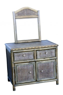 Comfortable large cane two drawers and two cabinets