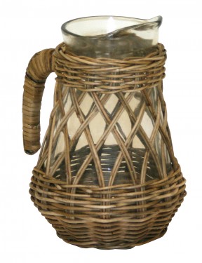 Glass jug and rattan