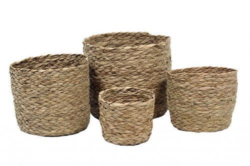 Natural hyacinth water planter basket s/4