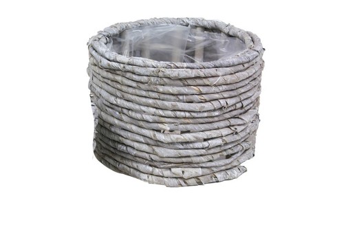Grass planter with gray corn rope