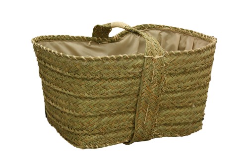 Firewood holder with two handles w/ burlap fabric