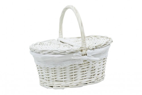 White wicker picnic basket