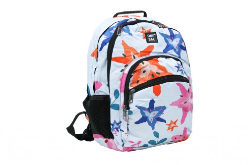 White floral backpack
